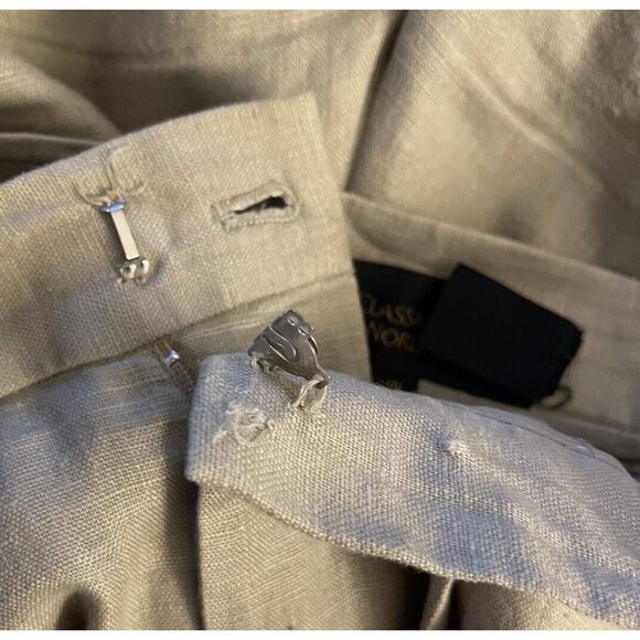 Nordstrom Classiques Women’s Tan Pleated High Waisted Size 10 Linen VTG 80s 90s - Picture 6 of 9